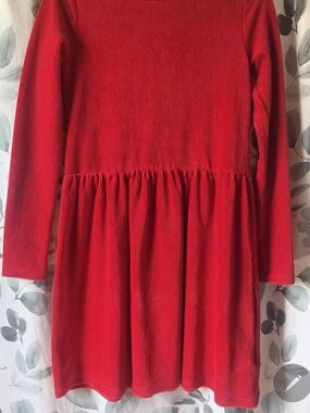 Crewcuts Bright Red Corduroy Long-Sleeve Dress